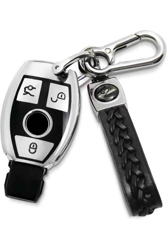Creativity Suitable for Mercedes Benz key cover. Beautiful TPU Key Case Compatible with CLS CLK AMG ML C CL E S SL SLK G GLC GLE GLS M R Smart Remote Key (silver Combination)