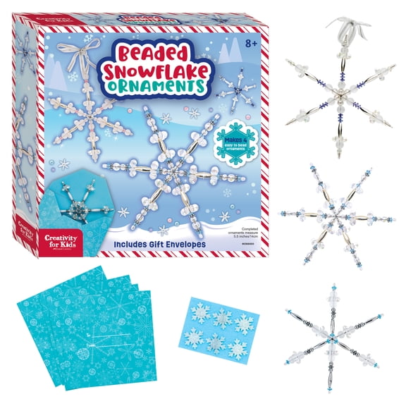 Creativity for Kids Beaded Snowflake Ornaments Kit | Bead, Twist & Sparkle 4 DIY Holiday Creations (Ages 8+)