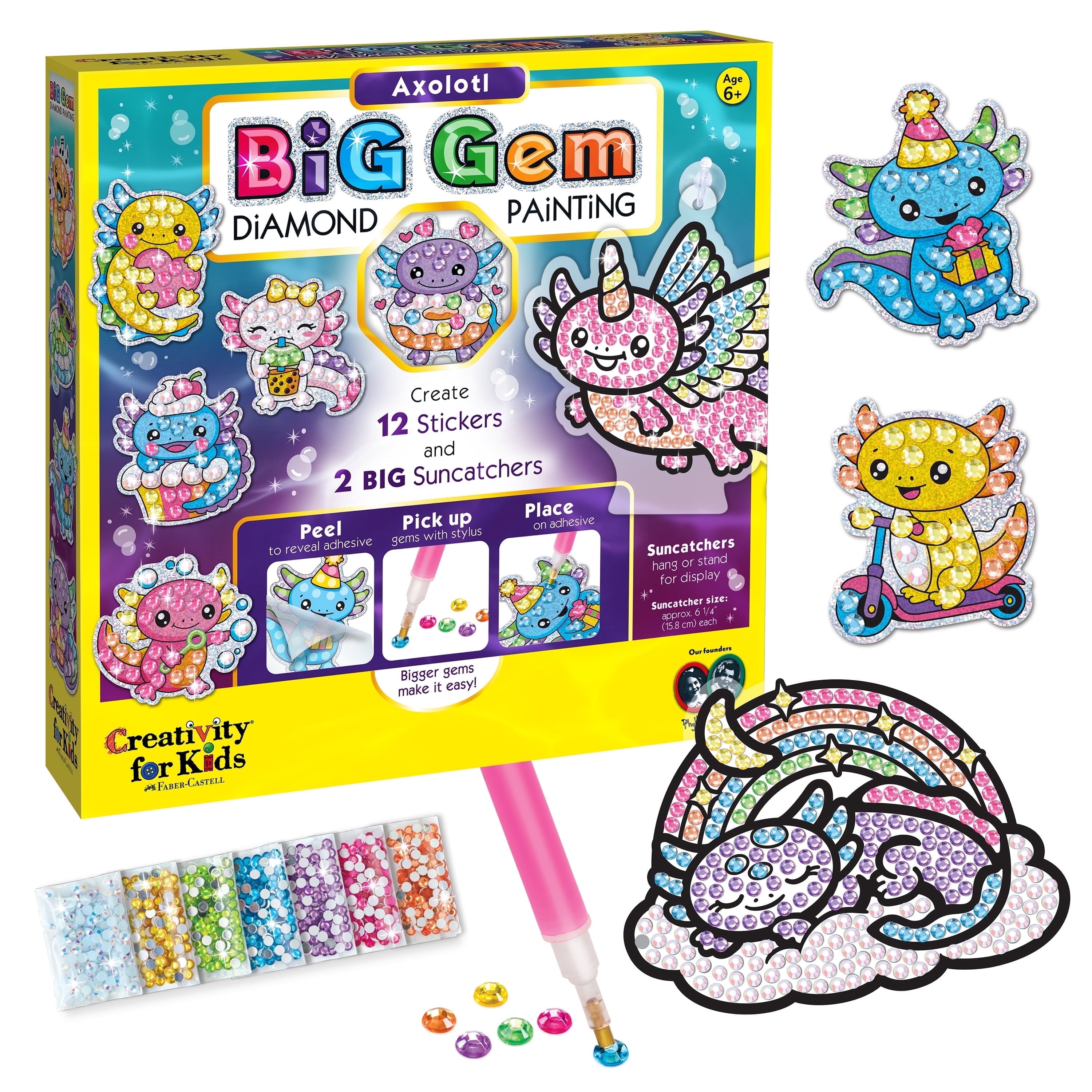 キャンバスアート 2点セット Radiant グリッター キラキラ 4246 Creativity for Kids, Diamond Painting Kit, 1000+ Gems, Axolotl