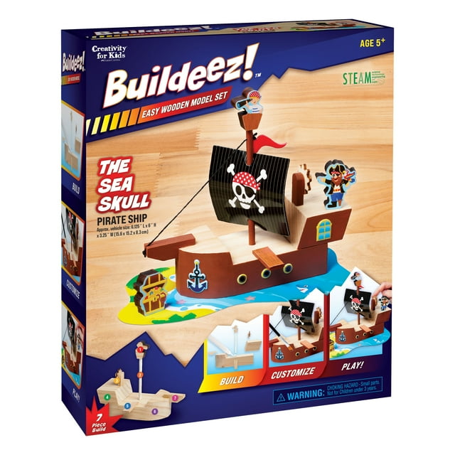 Creativity for Kids Buildeez! Pirate Ship DIY Wood Crafts to Paint and