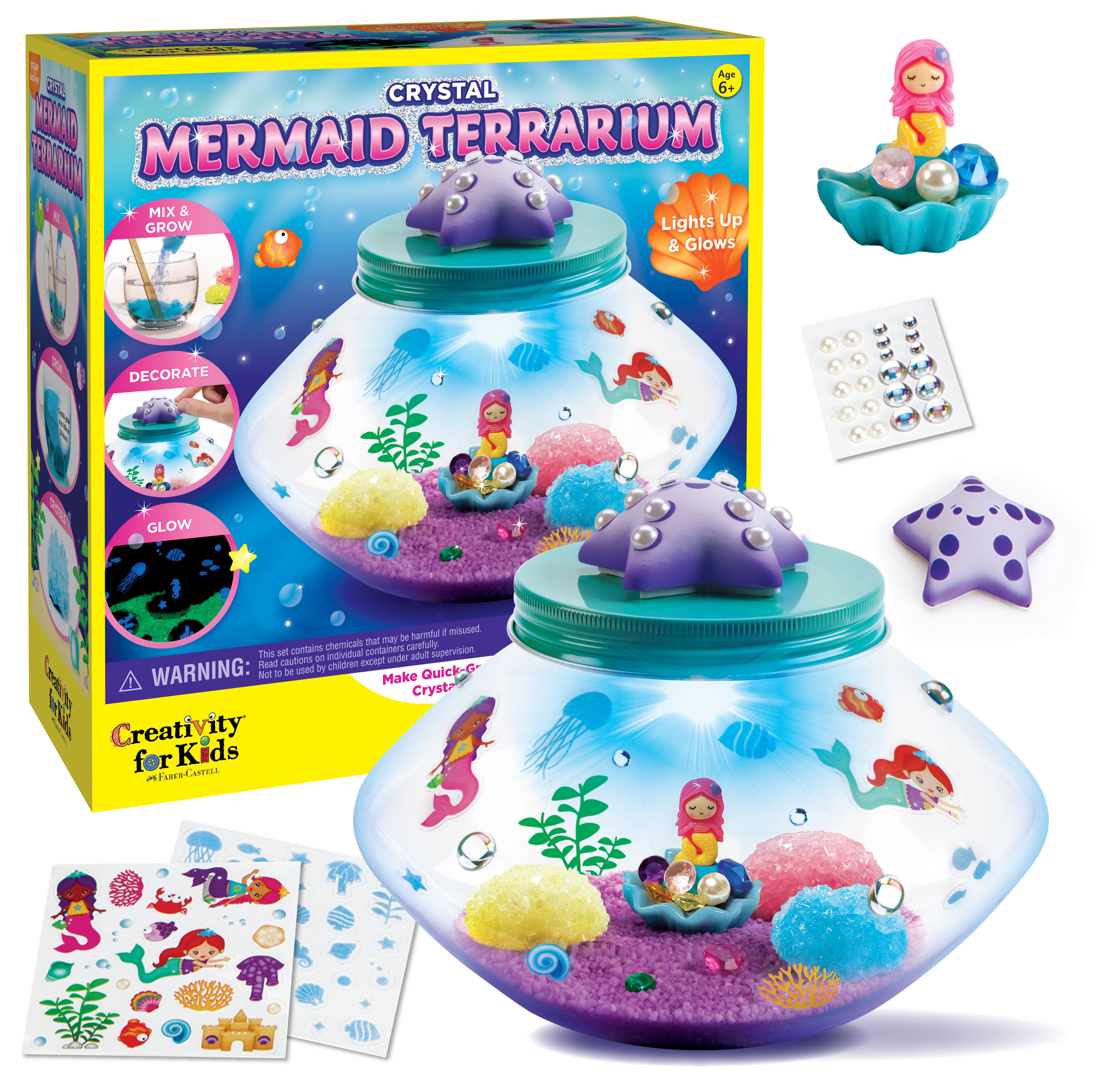 Mermaid Light Up Terrarium Kit for Kids I DIY Mermaid Toys Craft Kits for  Kids I Night Light for Kids Crystal Growing Kit I Terrarium Jar Christmas