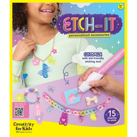 Creativity for Kids Etch-It Personalized Accessories Kit | DIY Jewelry Kit for Girls | Customize Charms (Ages 7+)