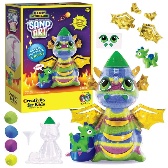 Creativity for Kids Glow in The Dark Sand Art Kit: Dragon, Kids Gifts for Boys and Girls Age Group 6-8+