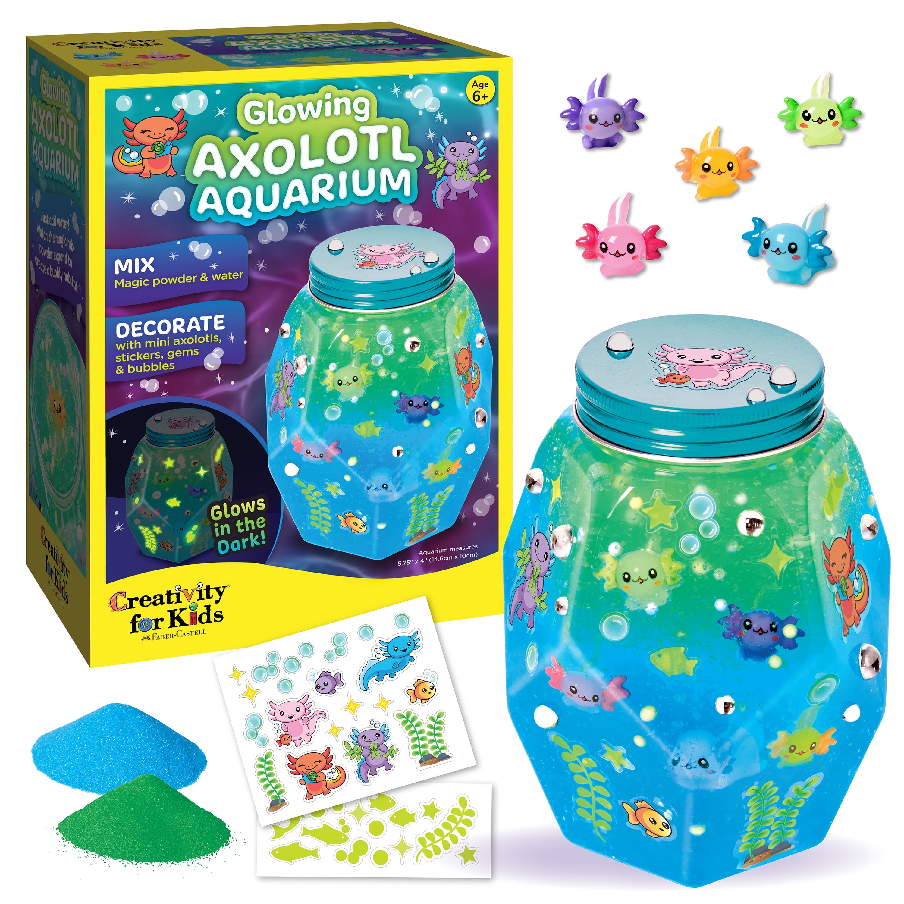 Creativity for Kids Glowing Axolotl Aquarium: STEM Arts and Crafts Kit for Boys and Girls, Ages 6-8+