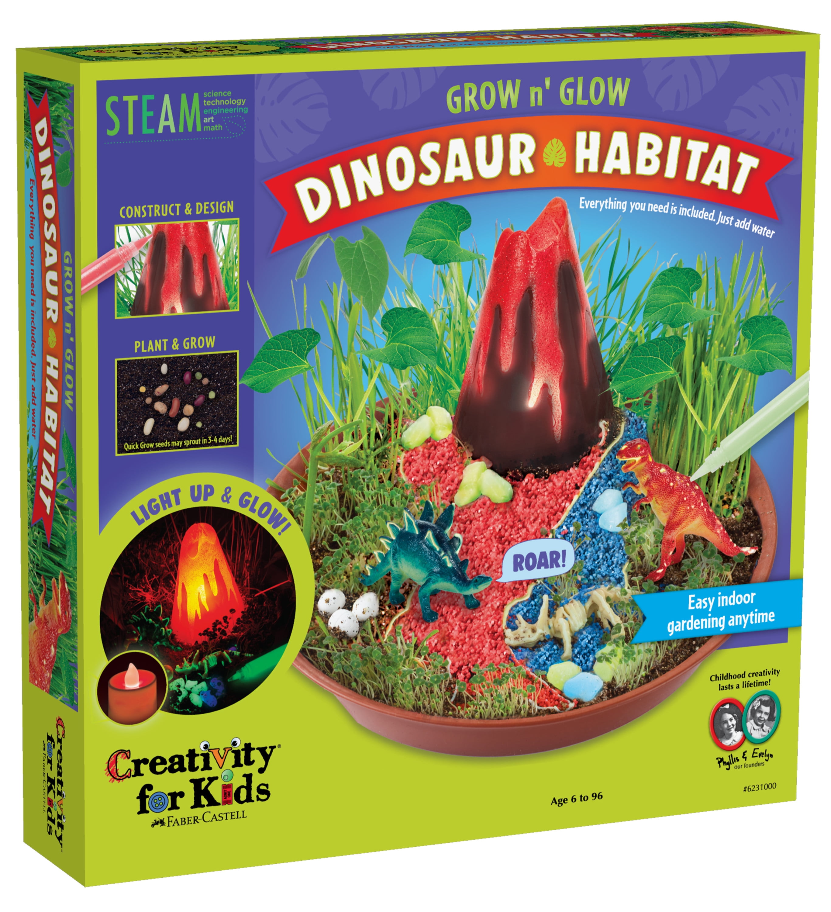 Creativity for Kids Grow 'N Glow Dinosaur Habitat - Beginner, Child Craft Kit for Boys and Girls