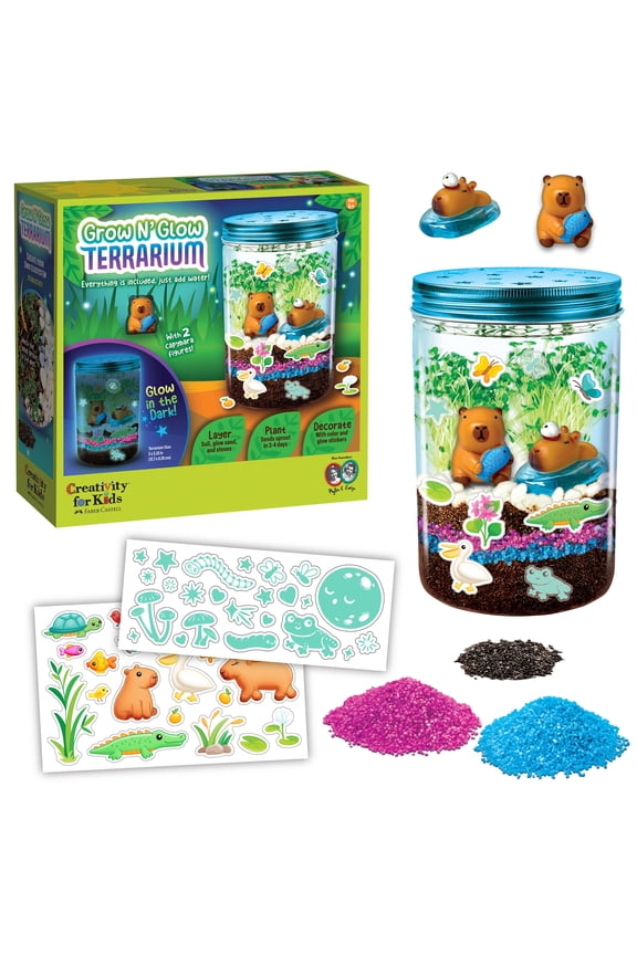 Grow 'N Glow Capybara Terrarium Kit for Kids - Educational Science Kits Ages 6-8+, Kids Gifts for Boys and Girls, Craft and STEM Projects