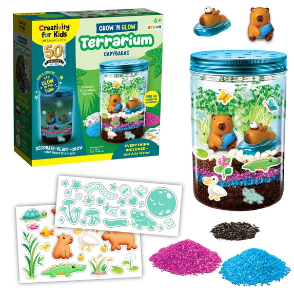 Creativity for Kids Grow 'N Glow Terrarium Kit - Capybara Spring Crafts | Educational Science Kits, Kids Gifts for Boys and Girls, STEM Projects (Ages 6+)