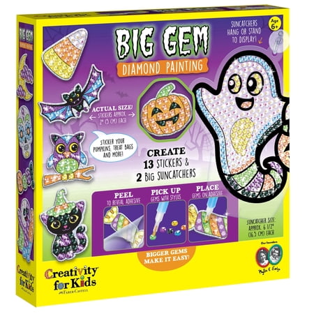 Creativity for Kids Halloween Big Gem Diamond Painting- Spooky, Child Craft Kit for Boys and Girls (Ages 6+)