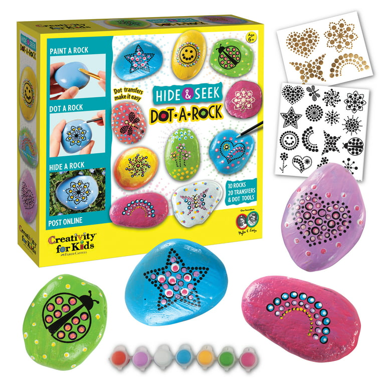 Rock Painting Kit for Kids - Arts and Crafts Set for Painting and  Decorating - Water-Resistant Paints and Transfers Included - Perfect Gift  for Boys and Girls Ages 6-12
