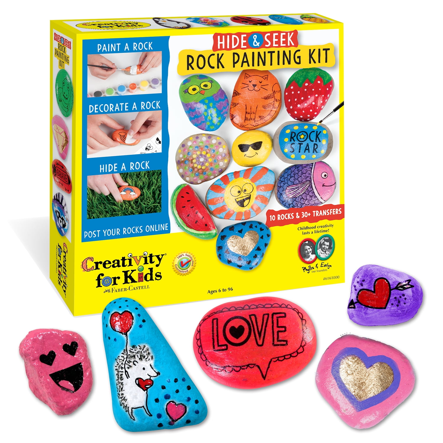 YIFUHH Creative Rock Painting Kit for Kids, Arts and Crafts for Boys&Girls Age 6-12Acrylic Paint, Waterproof Markers, gems-Kids Paintin