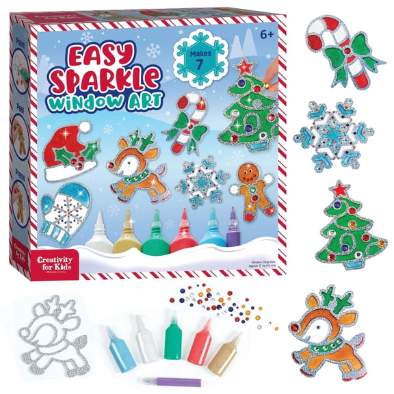 Creativity for Kids Holiday Easy Sparkle Window Art: 7 Designs, Christmas Crafts for Kids