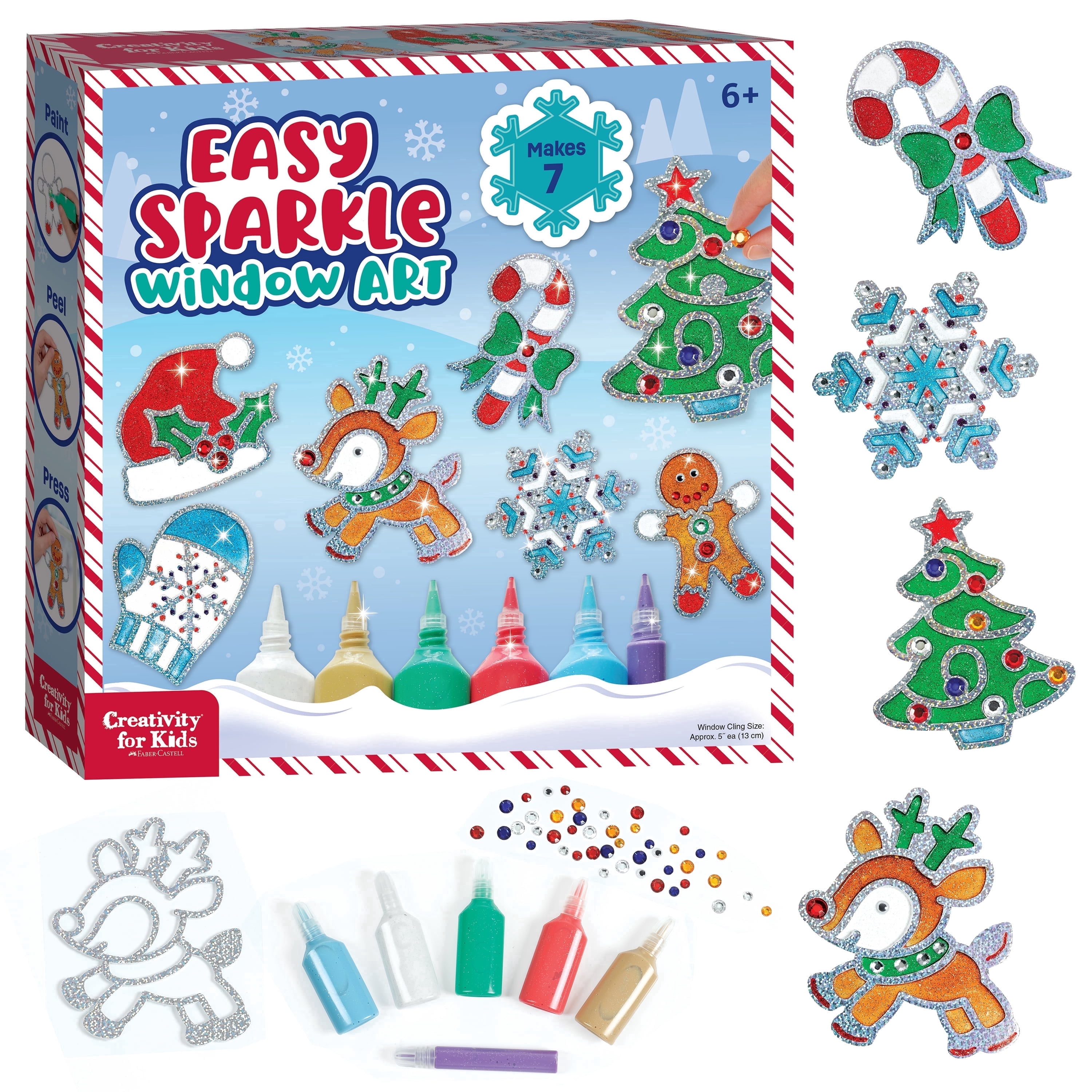 Creativity for Kids Holiday Easy Sparkle Window Art: 7 Designs, Christmas Crafts for Kids