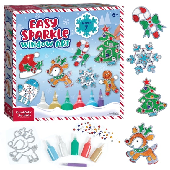 Creativity for Kids Holiday Easy Sparkle Window Art: 7 Designs, Christmas Crafts for Kids