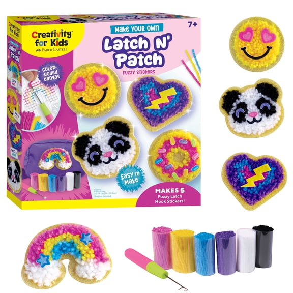 Creativity for Kids Latch N Patch Fuzzy Stickers Kit | Loop, Latch & Create 5 DIY Fuzzy Patches (Ages 7+)