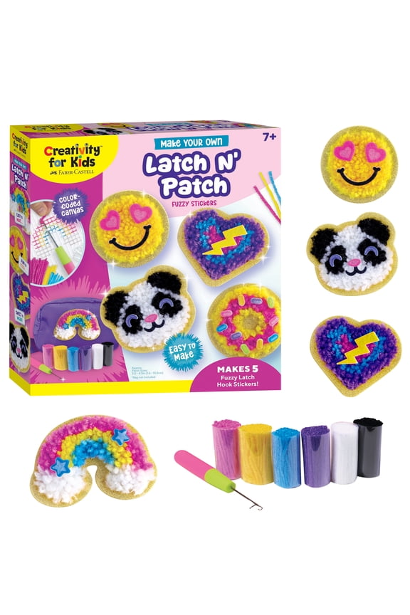 Latch N Patch Fuzzy Stickers Kit | Loop, Latch & Create 5 DIY Fuzzy Patches (Ages 7+)