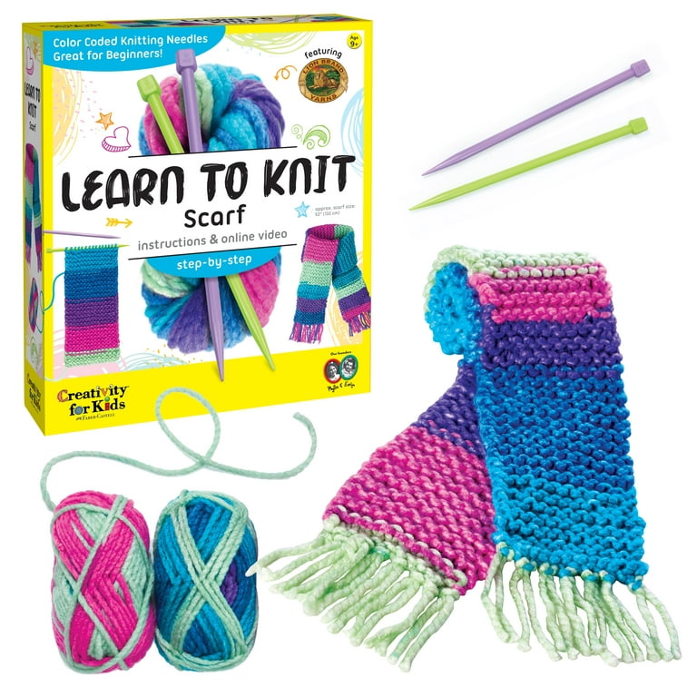 Creativity for Kids Learn to Knit Scarf - Arts and Crafts for Girls and  Boys Age 9 to 12+ 