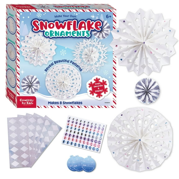 Creativity for Kids Make Your Own Snowflake Ornaments Kit | Create 8 DIY Paper & Foil Snowflakes (Ages 6+)