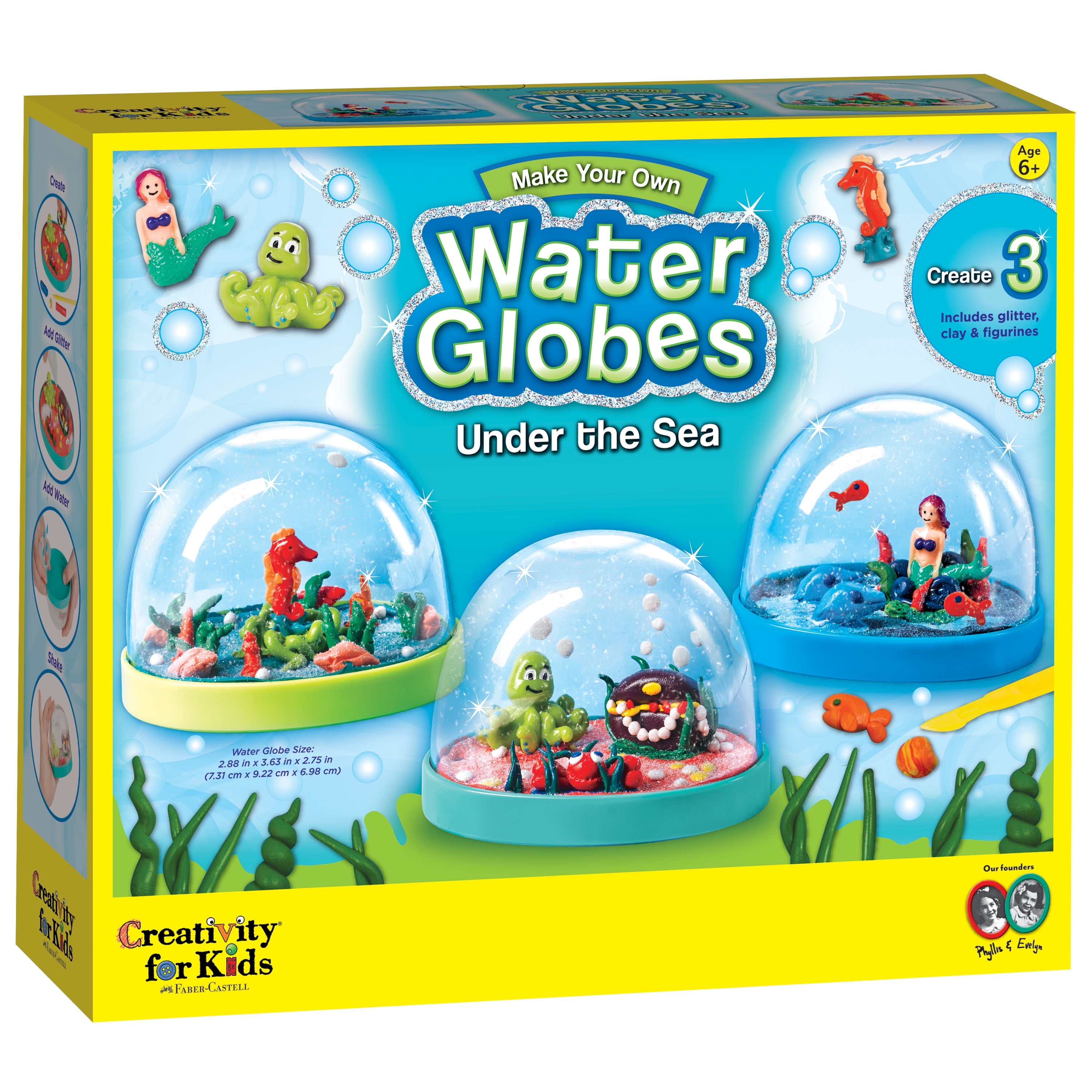 Creativity for Kids Make Your Own Water Globes Under the Sea Perfect for Beginners and Children, Sturdy Plastic Craft Kit