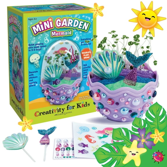 Creativity for Kids Mini Mermaid Gardening Kit for Kids Arts and Crafts for Kids | Holiday Stocking Stuffers ( Ages 6+)