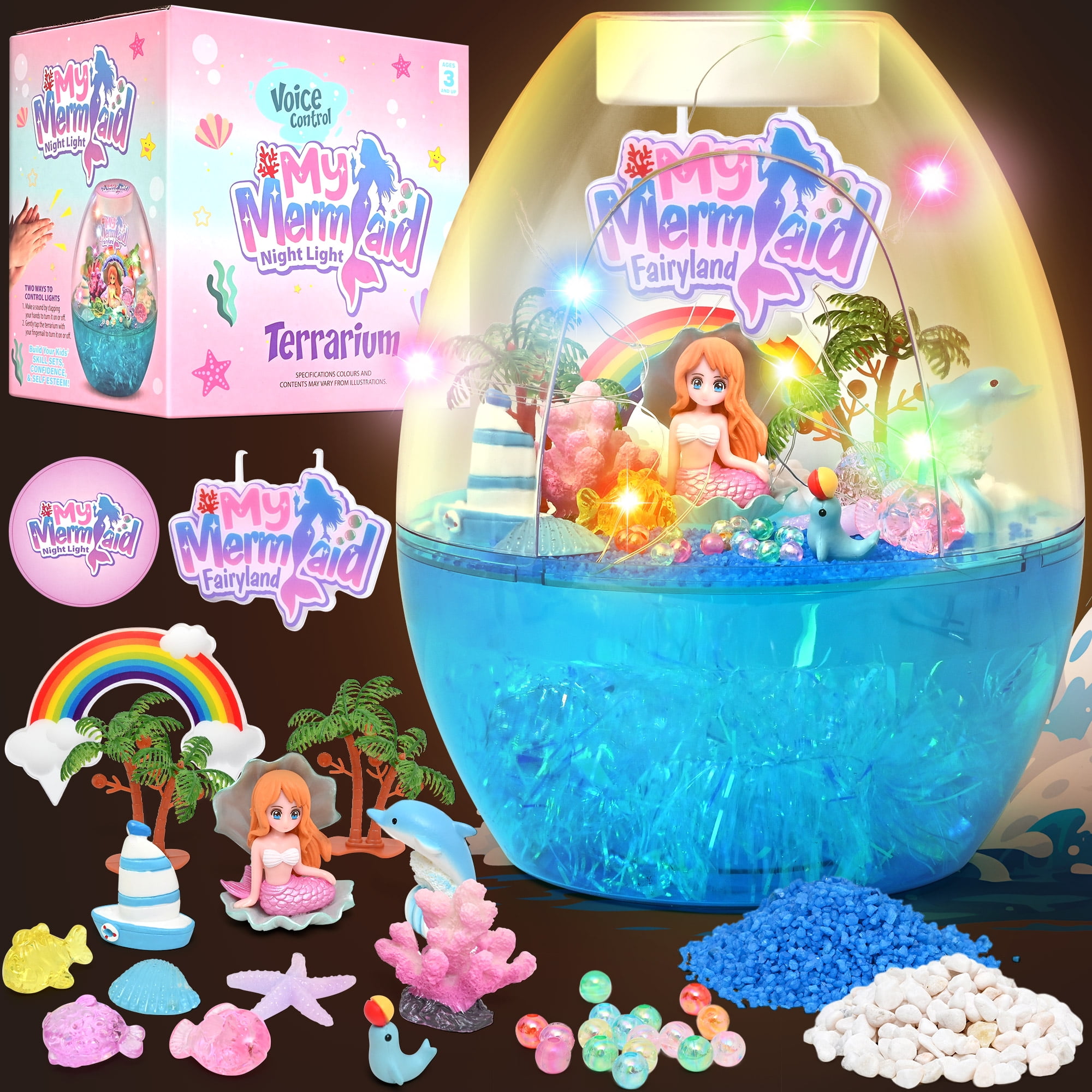 Mermaid Toys Plastic Mermaid Terrarium Kit , Arts & Crafts for Kids
