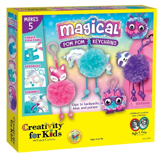 Creativity for Kids Pom Pom Key Chains- Child Craft Kit for Boys and Girls