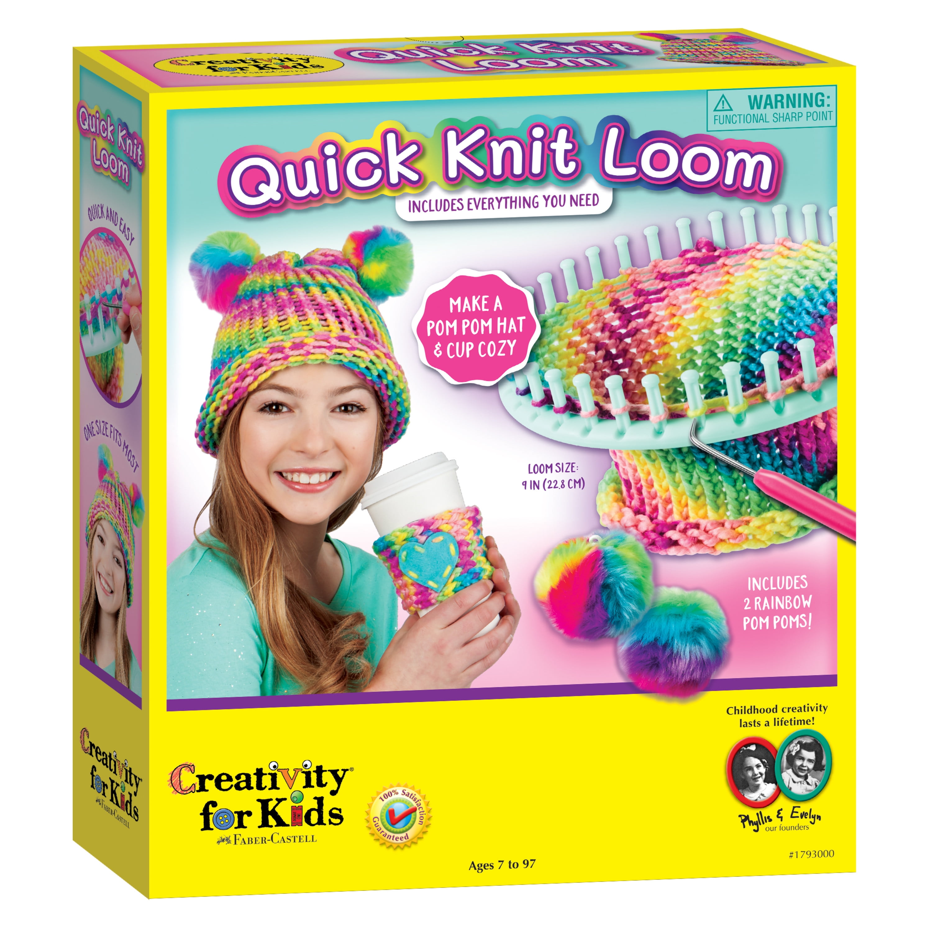 Creativity for Kids Quick Knit Loom - Child Craft Kit for Boys and Girls, Rainbow Colored