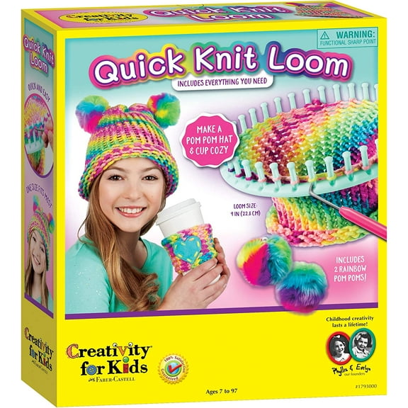 Creativity for Kids Quick Knit Loom Kit - Knitting Kit for Kids, Make Your Own Pom Pom Hat And Accessories, Knitting Loom Crafts for Kids