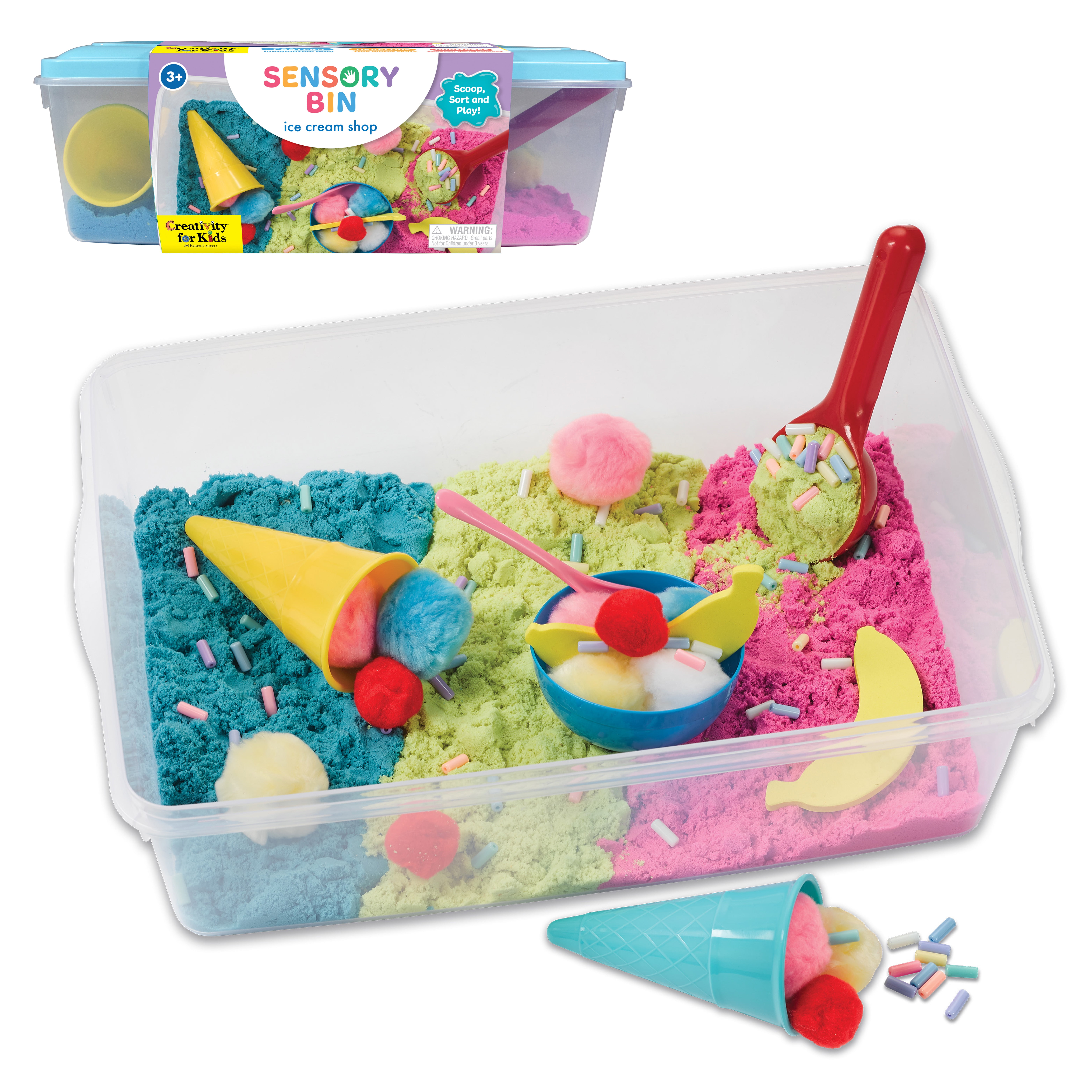 Creativity for Kids Sensory Bin: Ice Cream Shop Playset - Toddler Learning Toys, Kids Pretend Play Ice Cream Set (Ages 3+)