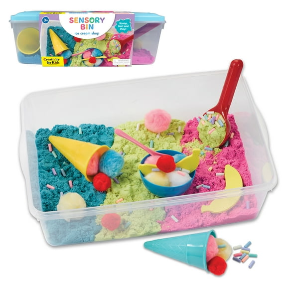 Creativity for Kids Sensory Bin: Ice Cream Shop Playset - Toddler Learning Toys, Kids Pretend Play Ice Cream Set (Ages 3+)