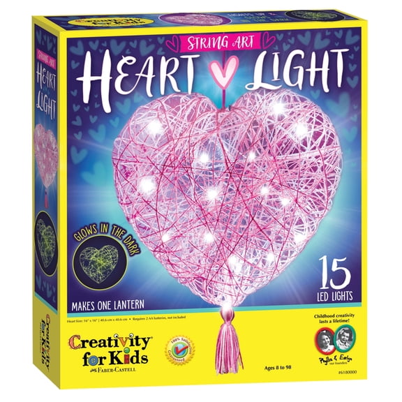 Creativity for Kids String Art Heart Light Kit | Create a Glowing Heart Lantern | DIY Craft for Kids (Ages 8+)