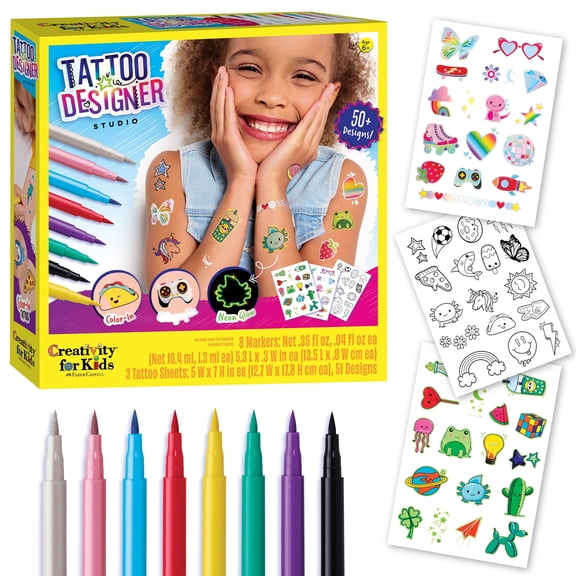 Creativity for Kids Tattoo Designer Studio: Temporary Tattoo Kits, Kids and Girls Toys Age 6-8+