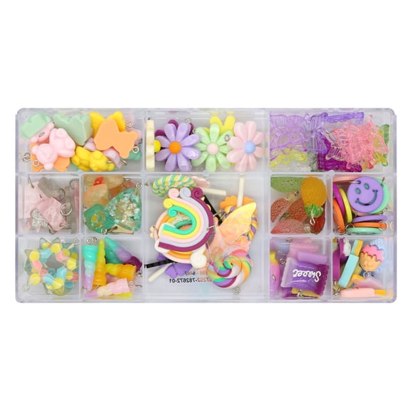 Creatology Mixed Craft Charms - Assorted Flowers Unicorns and Smiley Faces - Multicolor - 115 Pieces - 1-Pack