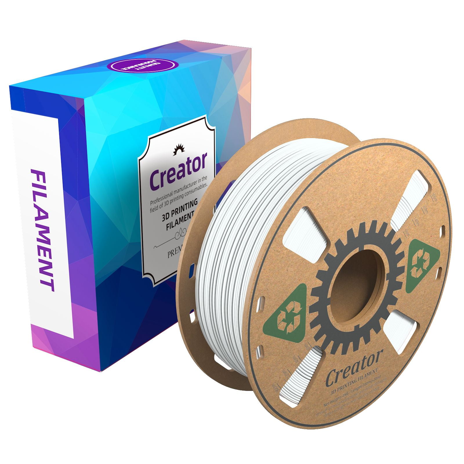 Creator 1.75mm PLA Filament for 3D Printer, 1 KG /2.2lbs Spool, Hign Speed Printing Fit Most FDM Printer, 1.75 mm 3D Printing Accessories, (White)