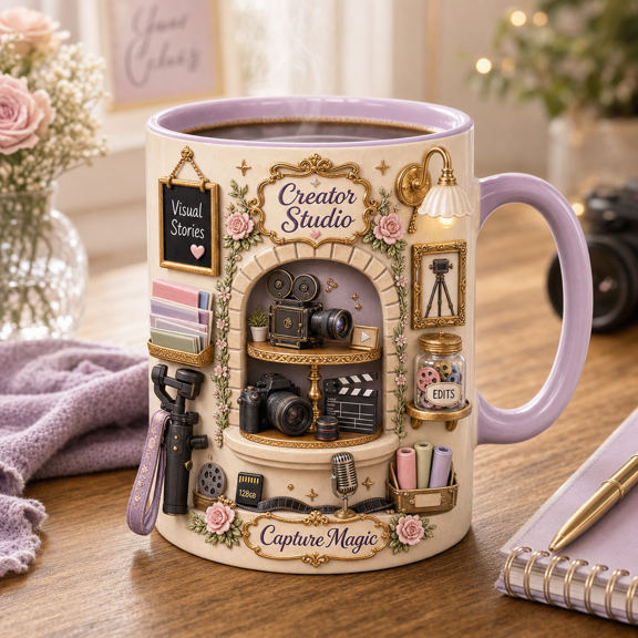 Creator Studio Ceramic Coffee Mug, Visual Storytelling Gift for Videographers & Editors