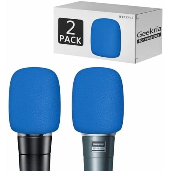 for Creators Foam Windscreen Compatible with Shure MV7, SM58LC, BETA 57A, BETA 58A, PGA48, PGA58 Microphone Antipop Windshield, Mic Wind Cover, Sponge Foam Filter (Blue / 2 Pack)$$Music
