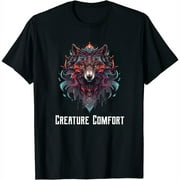 Creature Comfort Wolf Lover Gift Fashion Graphic Print Women's Standard Short Sleeve T-Shirt - Summer Tops for Women, Cute Graphic Tees, Soft and Stretchy