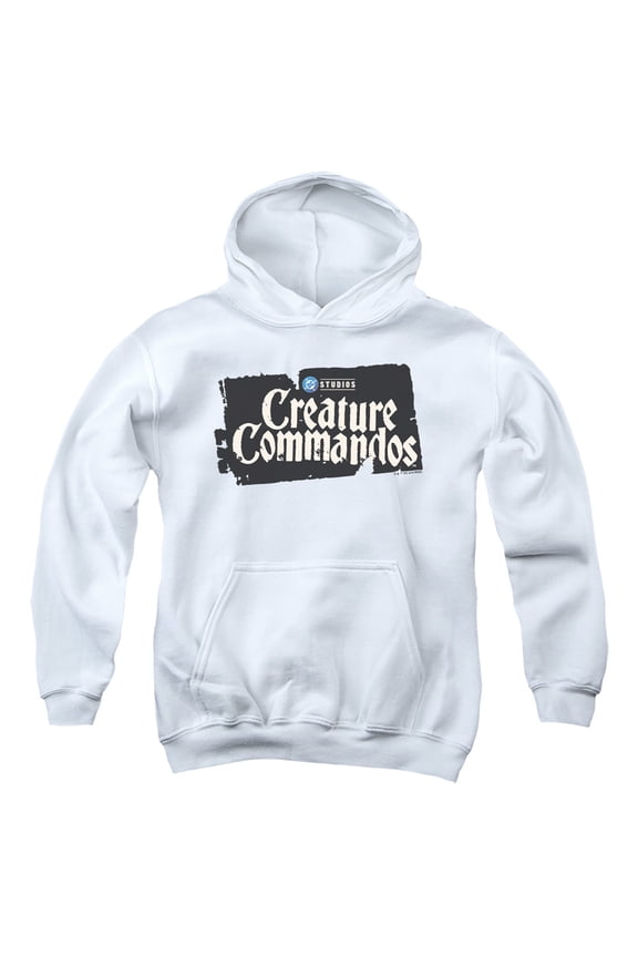 Creature Commando Logo Youth Kids Boy/Girls Pull-Over Hoodie, White, Small