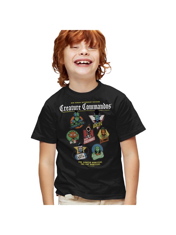 Badges Kids T Shirt for Youth Boys and Girls, Black, Medium
