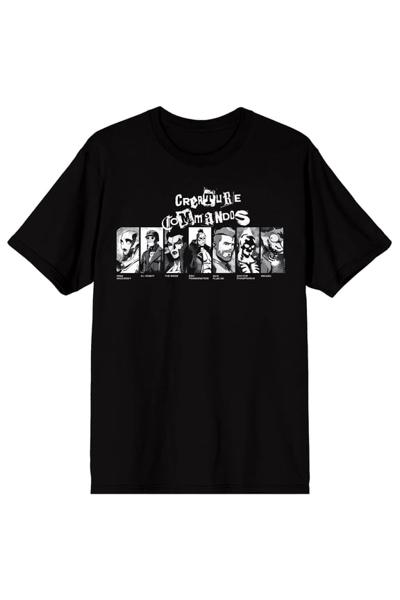 Creature Commandos DC Monster Characters Men's Black Short Sleeve Tee-XL