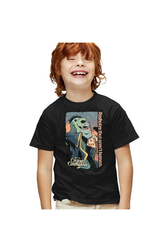 Eric Frankenstein Kids T Shirt for Youth Boys and Girls, Black, Large