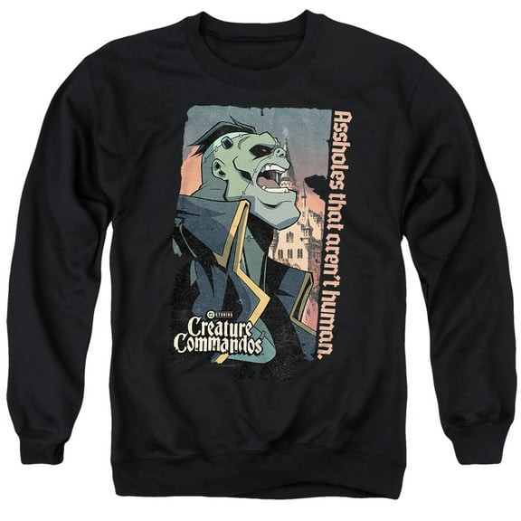 Creature Commandos Eric Frankenstein Unisex Adult Crewneck Sweatshirt, Black, Small