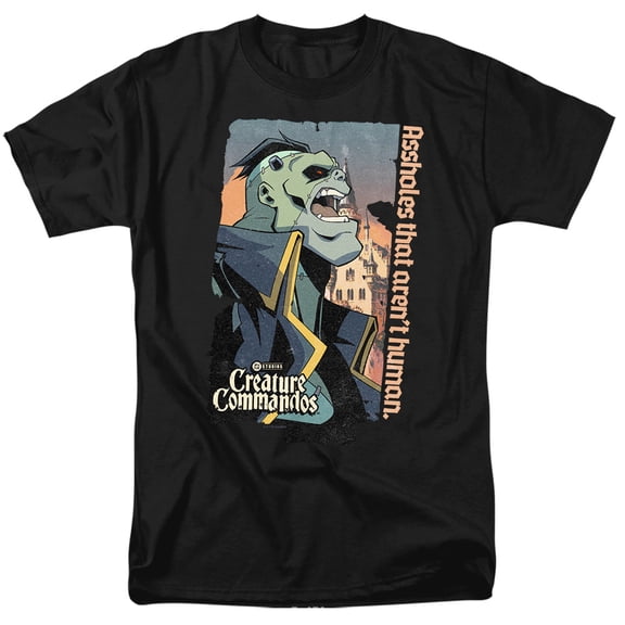 Creature Commandos Eric Frankenstein Unisex Adult T Shirt, Black, 5X-Large