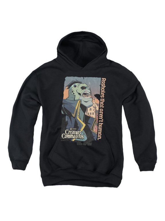 Eric Frankenstein Youth Kids Boy/Girls Pull-Over Hoodie, Black, Large