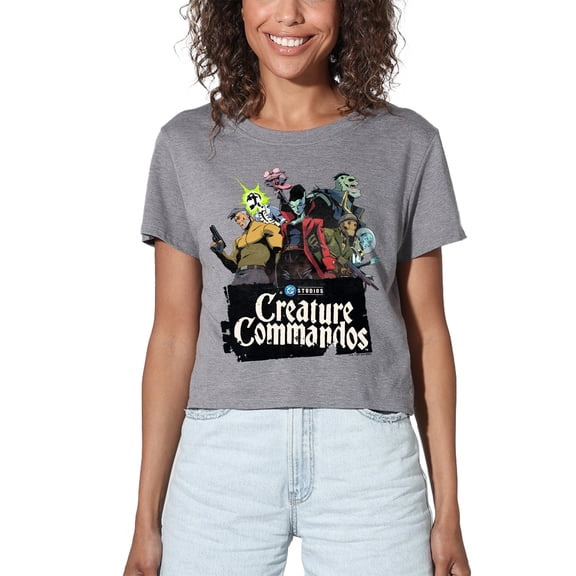 Creature Commandos Group Pose Women's Crop Top T-Shirt, Athletic Heather, Medium