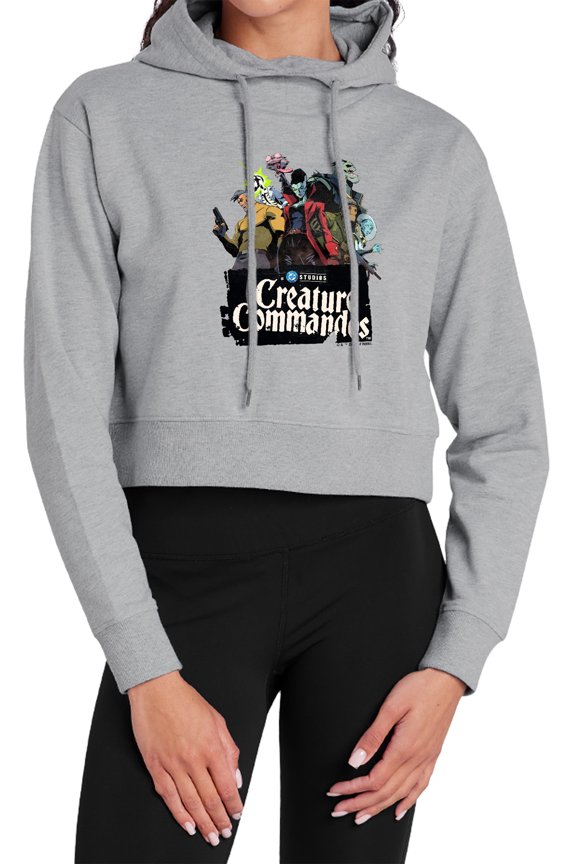 Group Pose Women's Cropped Hoodie Pullover Sweatshirt, Athletic Heather, Small