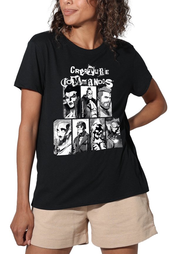 Creature Commandos Portraits Women's Loose T-Shirt, Black, Medium