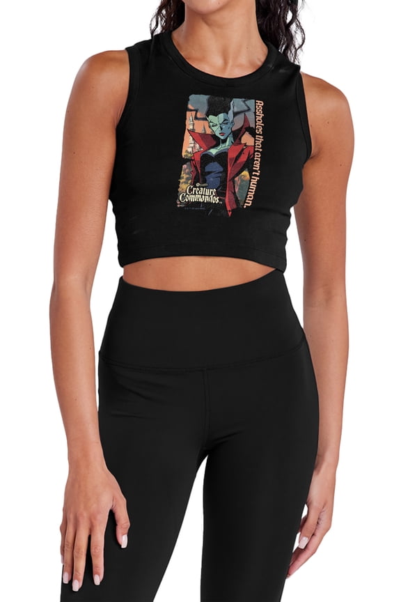 Creature Commandos The Bride Women's Sleeveless Crop Top Tank, Black, Small