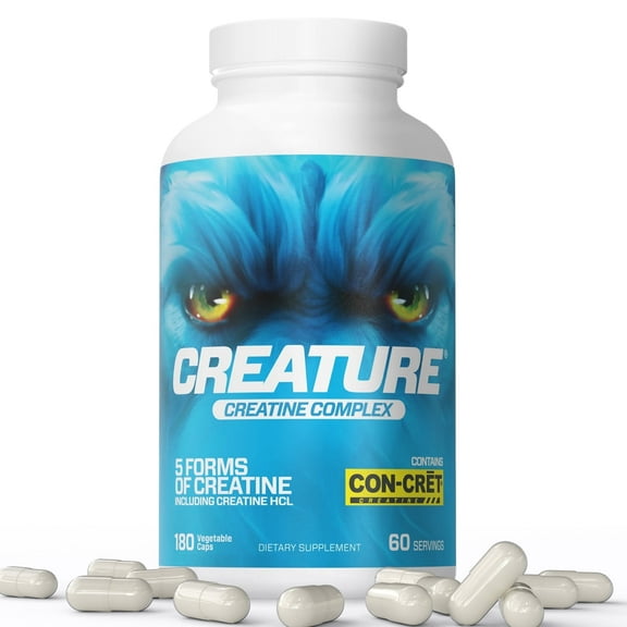 CREATURE® Creatine Complex-Builds Muscle, Strength, Stamina, 180 Veggie Caps, 60 Servings