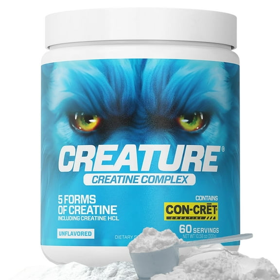CREATURE® Creatine Complex-Builds Muscle, Strength, Stamina, Unflavored, 60 Servings