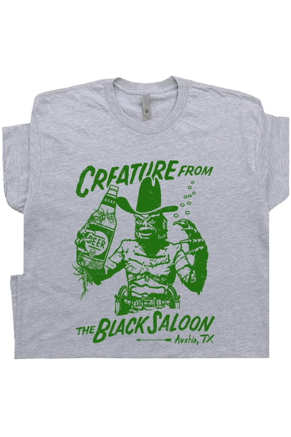 Creature From The Black Saloon T Shirt Austin Texas Famous Beer Dive Bar Shirts For Men Womens Boars Nest Pub Tee Cool Vintage Graphic